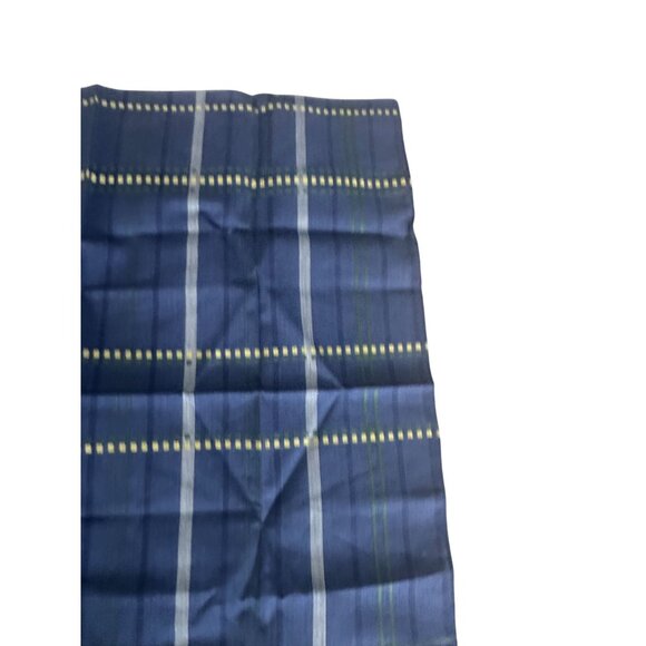 RENOMA Paris Blue Plaid 16" x 16" Cotton Scarf - Picture 5 of 5